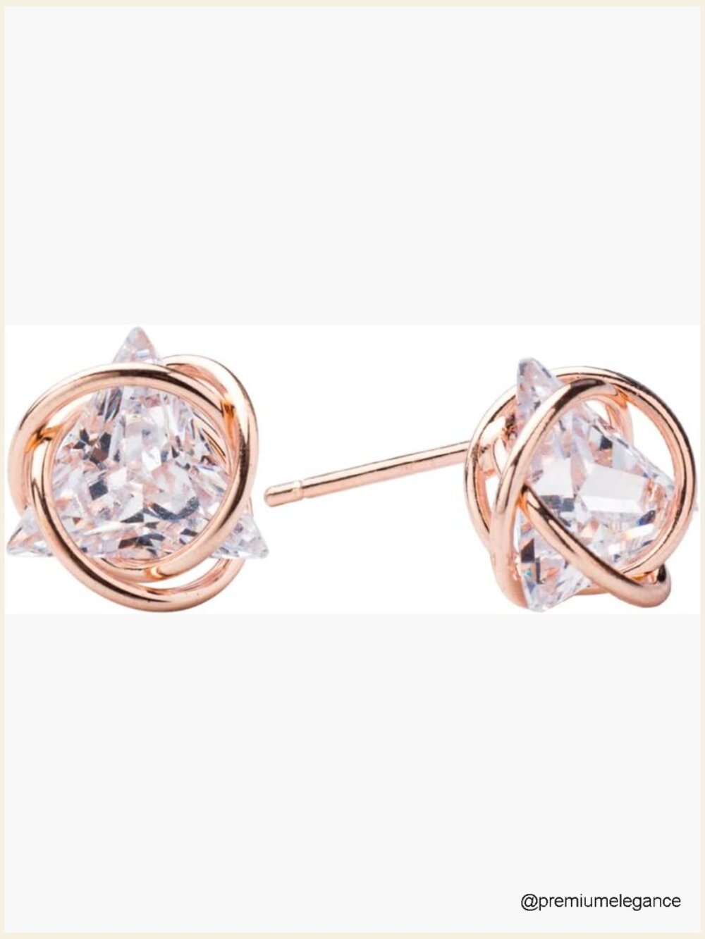 Geometric Knot Stud Earrings Cz Gold Triangle Jewelry